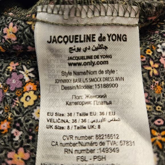 ONLY Jacqueline de Yong Piper Ditsy print floral smock dress long sleeve sz. 8 - Picture 11 of 12